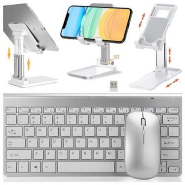 Imagem de Kit Teclado Mouse Sem Fio Suporte Mesa Para Tablet A7 S6 S7 - BDNET
