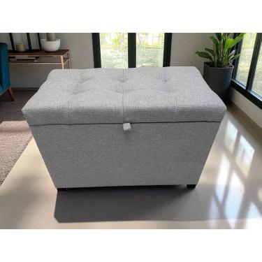 Imagem de Puff Baú Paris Estofado 68 Cm Em Linho Nobre Cinza