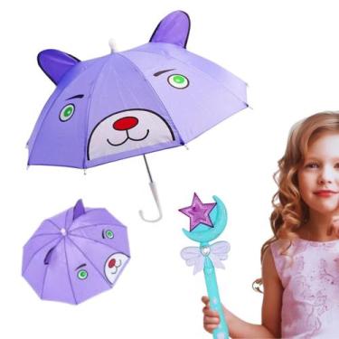 Imagem de Kit com Guarda Chuva Infantil Sombrinha com Orelhinhas e Apito + Varin