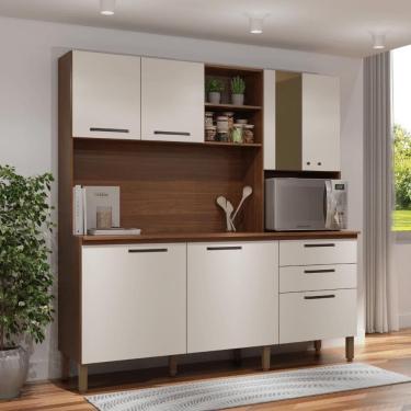 Imagem de Cozinha Mega C/ Tampo Nogueira Off-white