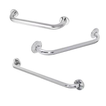 Imagem de Alça De Apoio Barra Inox Banheiro Kit 3 Unidades 30cm 40cm 60cm Idoso 