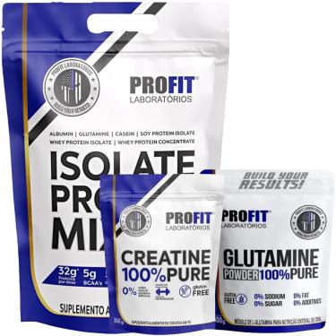 Imagem de WHEY PROTEIN ISOLADO 900G l CREATINA PURA MONOHIDRATADA 250G l GLUTAMINA PURA 300G l PROFIT-Unissex