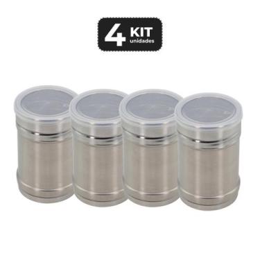 Imagem de Kit 4 dispensador inox de condimentos profissional 350ml - Chef Line