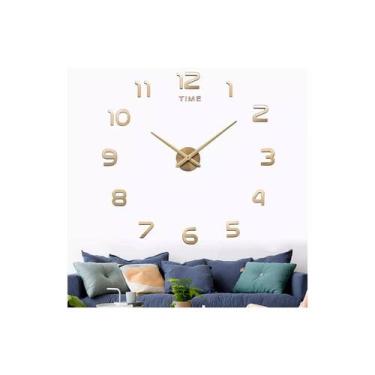 Imagem de Agulha de relógio de parede com adesivos de espelho de acrílico - Ligh