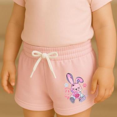 Imagem de Short Moletinho Infantil Estampado Feminino Coelho Street Colorido Del