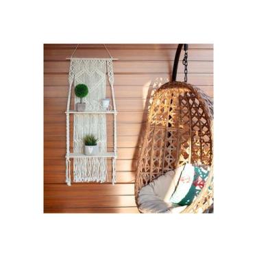 Imagem de Prateleira tecida para pendurar na parede de macramê 40x120 cm - Light