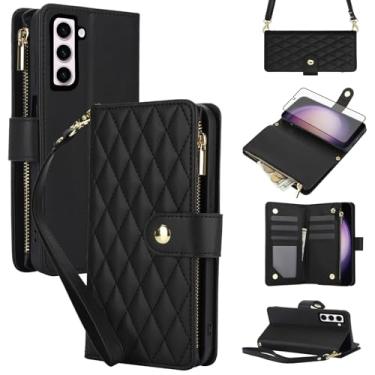 Imagem de Asuwish Capa de celular para Samsung Galaxy S23 Plus S23+ 5G com protetor de tela de vidro temperado e carteira com zíper e compartimento para cartão com suporte para celular S23plus 23S + S 23 23+