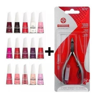 Imagem de Kit 12 Esmaltes Risque + Alicate Mundial 522 - Risqué