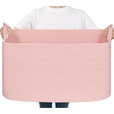 Imagem de Cesto Grande para Mantas de Algodón Goodpick 55x38x30 cm Rosa