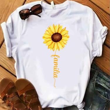 Imagem de Blusa T-shirt Camiseta Feminina Estampada -Girassol- Várias Estampas 2