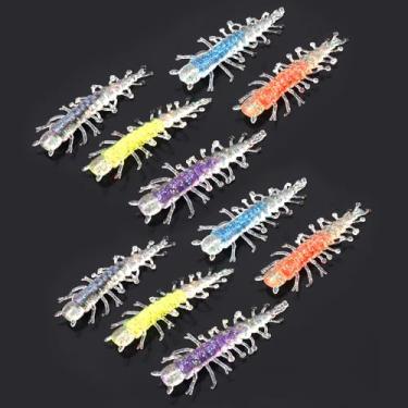 Imagem de 10 iscas de pesca de plástico macio Hellgrammite minhoca, isca de pesca realista artificial para robalo