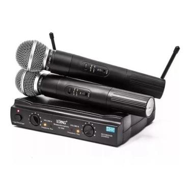 Imagem de Microfone Sem Fio Duplo Uhf Wireless Le-906 Lelong Cor Preto