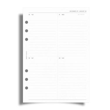 Imagem de Cloth & Paper Inserções de agenda semanal datadas de 2026 - início de segunda-feira | Tamanho A5 14 x 21 cm | Layout semanal vertical, 215 | Recarga de agenda mínima | 6 inserções de agenda A5 de