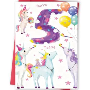 Imagem de FANCYLUCKY Happy 5th Birthday Card Gift for Girls, Cute 5 Year Old Birthday Decoration for Daughter Granddaughter NieceCard320