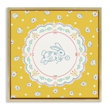 Imagem de Stupell Industries Arte de parede em tela flutuante com moldura preta amarela florais, design de Angela Steahling, 45,7 x 45,7 cm