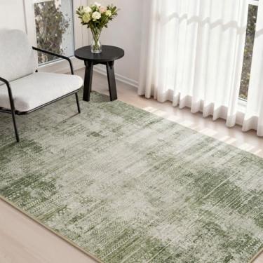 Imagem de Tapete pequeno antiderrapante lavável à máquina para quarto, sala de estar, entrada, cozinha, cabeceira, verde