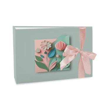 Imagem de Álbum de fotos Ical, encadernação tradicional, para 60 fotos 10x15cm - horizontal - envelope plástico preto - linha Gift - modelo floral 3D romântico - 398