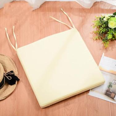 Imagem de Almofadas de cadeira para cadeiras de jantar, almofadas de assento para cadeiras de cozinha com gravatas, capa lavável e removível que não desbota, almofadas redondas de 40 cm bege 2 peças