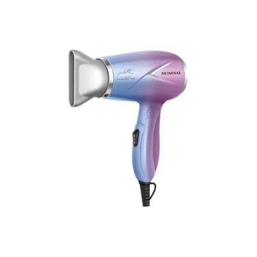 Imagem de Secador de Cabelo Portátil 1200W Bivolt, Rosa, Dobrável, Compacto, 2 Velocidades, 21cm x 5,5cm, 335g