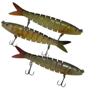 Imagem de Isca Artificial 3 Peixes Articulada Pescaria Pesca Fishing Lambari Robalo Tucunare Traira Tainha Açude Mar Lago Rio