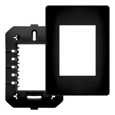 Imagem de Placa Com Suporte 4x2 3 Módulos Preto Fosco Black Fame