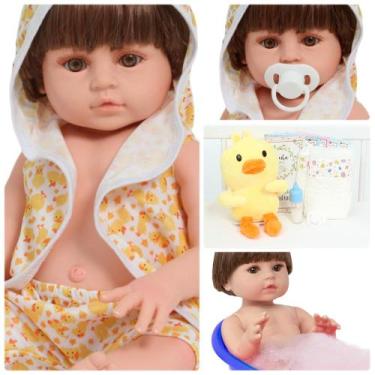 Imagem de Boneco Reborn Arthur 46cm Saída de Banho Pato Corpo de Vinil - Cegonha