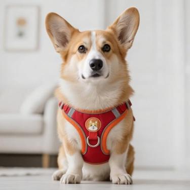 Imagem de Peitoral prático para cães, de malha respirável, com estampa fofa de cachorro pequeno para cães pequenos e médios, colete refletivo fácil de colocar com design ajustável para caminhadas diárias