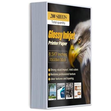 Imagem de Papel brilhante para jato de tinta, 21 x 28 cm, 200 folhas, 120 g/m²/14,5 kg, impressoras de secagem instantânea fina dupla face, resistente a rasgos, adequado para folhetos, cartões, uso de tinta