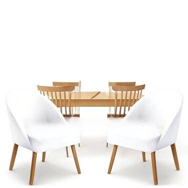 Imagem de Kit 2 Cadeiras de Jantar e Sala de Estar Lua - Decorativas Poltronas Estáticas, Ideal para Salão, Quarto e Recepção Residencial, Elegantes e Confortáveis (KIT 2 BRANCO)