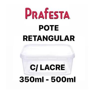 Imagem de Pote Retangular com Lacre 350/500ml  - PRAFESTA 10 Unidades - Freezer/