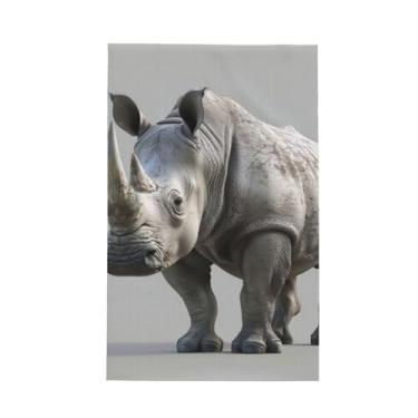 Imagem de XLLingL Toalhas de cozinha de waffle com estampa de rinoceronte animal, panos de prato de microfibra, para decoração e limpeza de cozinha - 1 peça