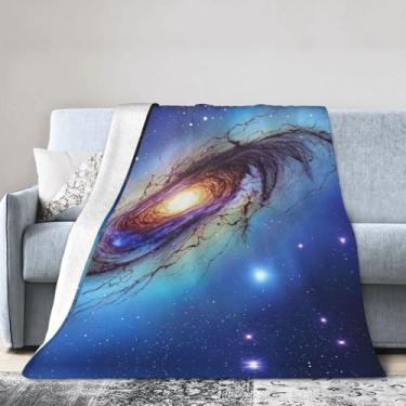 Imagem de Cobertor grande ultra macio com estampa de galáxia azul, perfeito para cama, sofá e viagens, manta de flanela aconchegante e quente