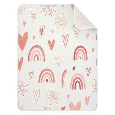 Imagem de Wassud Cobertor de bebê Hearts Arcs para meninos e meninas, macio, para bebês e recém-nascidos, cobertor aconchegante de algodão essencial para berçário, viagem, berço, carrinho 76 x 101 cm