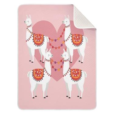 Imagem de Wassud Lindo cobertor de bebê Lhamas para meninos e meninas, macio para bebês e recém-nascidos, cobertor aconchegante de algodão essencial para berçário, viagem, berço, carrinho 76 x 101 cm