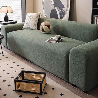 Imagem de Capa de sofá 1, 2, 3, 4 e 5 lugares, protetor móveis veludo grosso luxo, capa cor sólida, elástica para cadeira reclinável(Green,1-seat 90-140cm)
