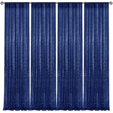 Imagem de 2 × 2,5 m - 4 peças de painéis de cortina de lantejoulas marinhas, cenário fotográfico, cortinas com glitter, fundo de tecido para decoração de festa de casamento de Natal