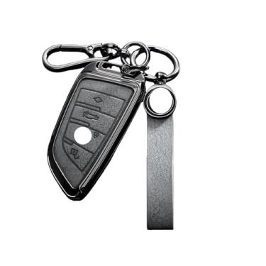Imagem de Capa de couro para chave de carro Capa protetora Compatível com BMW X1 X3 X5 X6 X7 1 3 5 6 7 Série G20 G30 G11 F15 F16 G01 G02 F48 Acessórios(H-grey keyring)