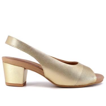 Imagem de Sandália Feminino Usaflex Slingback Couro Dourado Y8214007