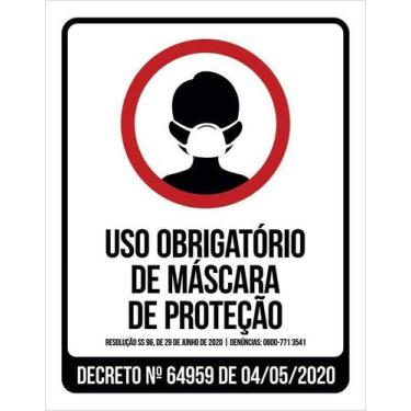 Imagem de Kit 10 Placa Acm Uso Obrigatório De Máscara De Proteção18X23 - Sinaliz