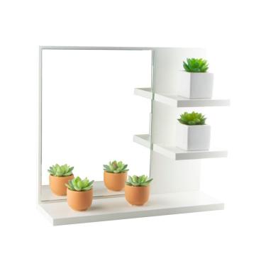 Imagem de Espelho Para Banheiro Com Armário Branco Nice 40Cm