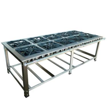 Imagem de Fogão Industrial 10 Bocas Duplas Cefaz Linha Diamond Inox 304 Baixa Pr