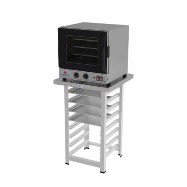 Imagem de Forno Turbo Prp-004 g2 127v Preto + Bancada Mes-004 Progás + 4 Assadei