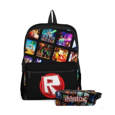 Imagem de Kit Mochila com bolso e Estojo Escolar Infantil Jogos Roblox Menino e 