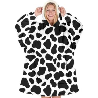 Imagem de Cobertor vestível com capuz Warmstorey Cow for Wife Mom Gift