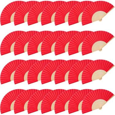 Imagem de Ventiladores de mão dobráveis de tecido JOHOUSE Red 20 cm 28 unidades 