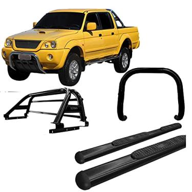 Imagem de Kit Quebra Mato +Estribo +Santo Anto Duplo L200 a 2004 Preto