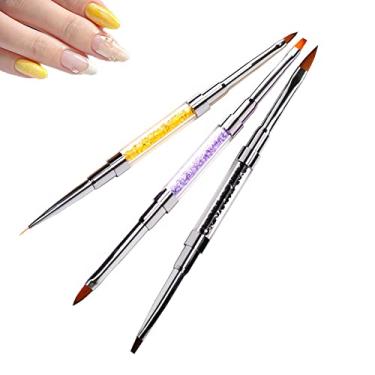 Imagem de Yajun Pincel para unhas de cabeça dupla caneta de pintura de desenho de linha com cabo de diamantes, escovas de gel de extensão, ferramentas de manicure DIY 3 unidades, cor, 17 cm
