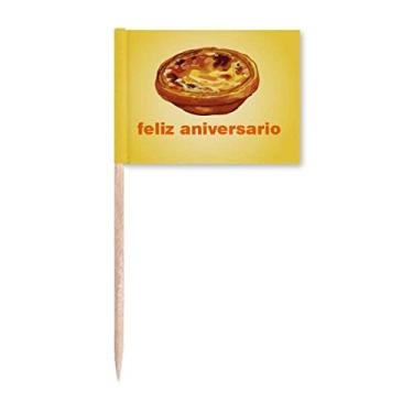 Imagem de Marcador de palito de dente para festa de aniversário com torta de ovo português para decoração de festa