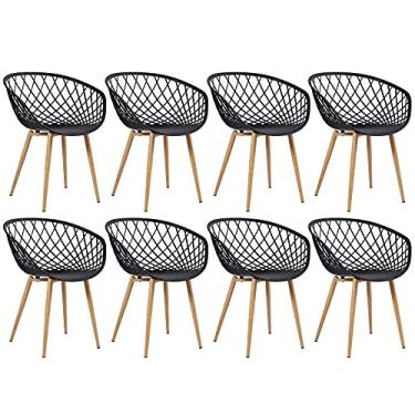 Imagem de Loft7 Home Decor, Kit 8 Cadeiras Clarice Nest Sidera com Apoio de Braços - Preto