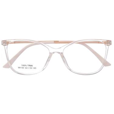 Imagem de Armação Óculos Grau Feminina Quadrado Love Transparente